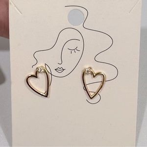Gold Finish Sterling Silver Heart Studded Earrings Valentine’s Day Gift Love